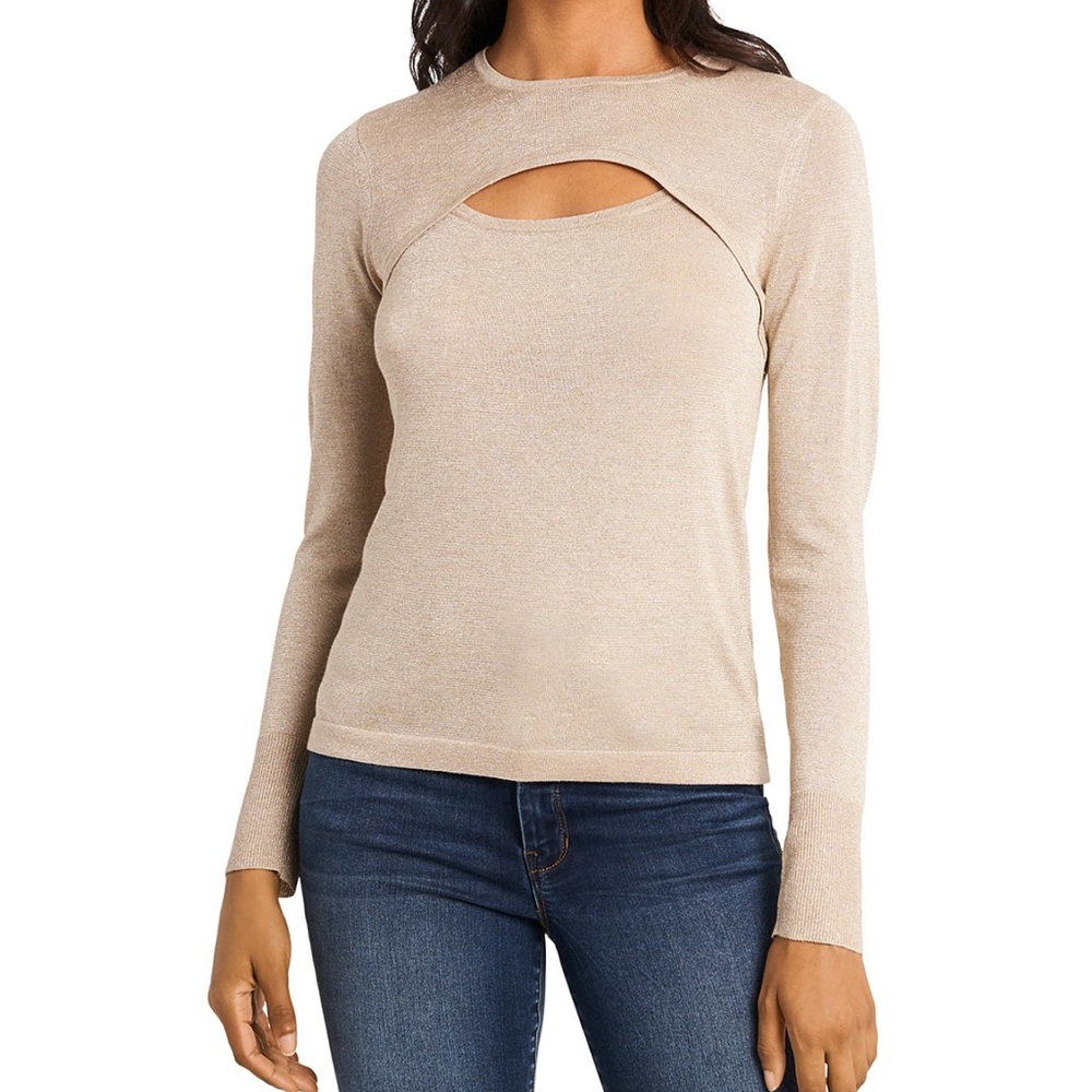 NWT Elegant Sparkly Key-Hole Long Sleeve Top